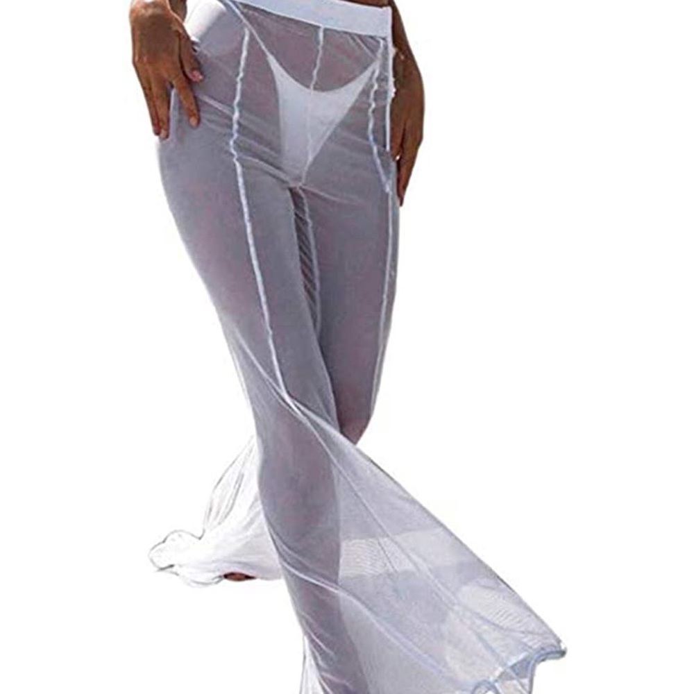 White Sheer Pants- perfect bathing suit cover
